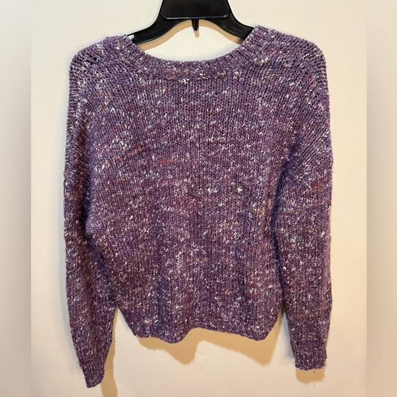 Intermix Purple Marled Baby Alpaca Merino Wool V-Neck Sweater sz Small - Picture 2 of 6